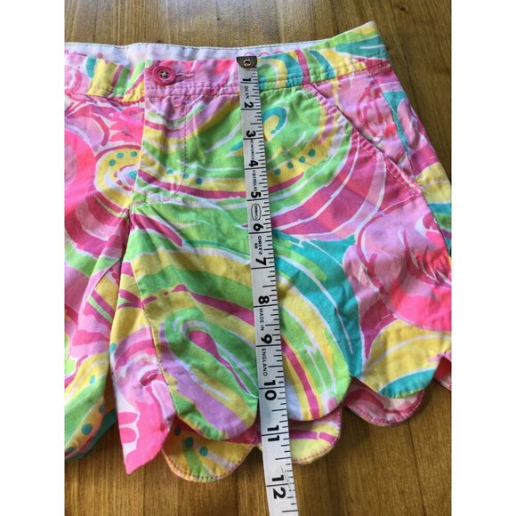 Lilly Pulitzer Buttercup Scallop Hem Shorts 000 Pastel Floral Preppy Resort - Picture 8 of 9
